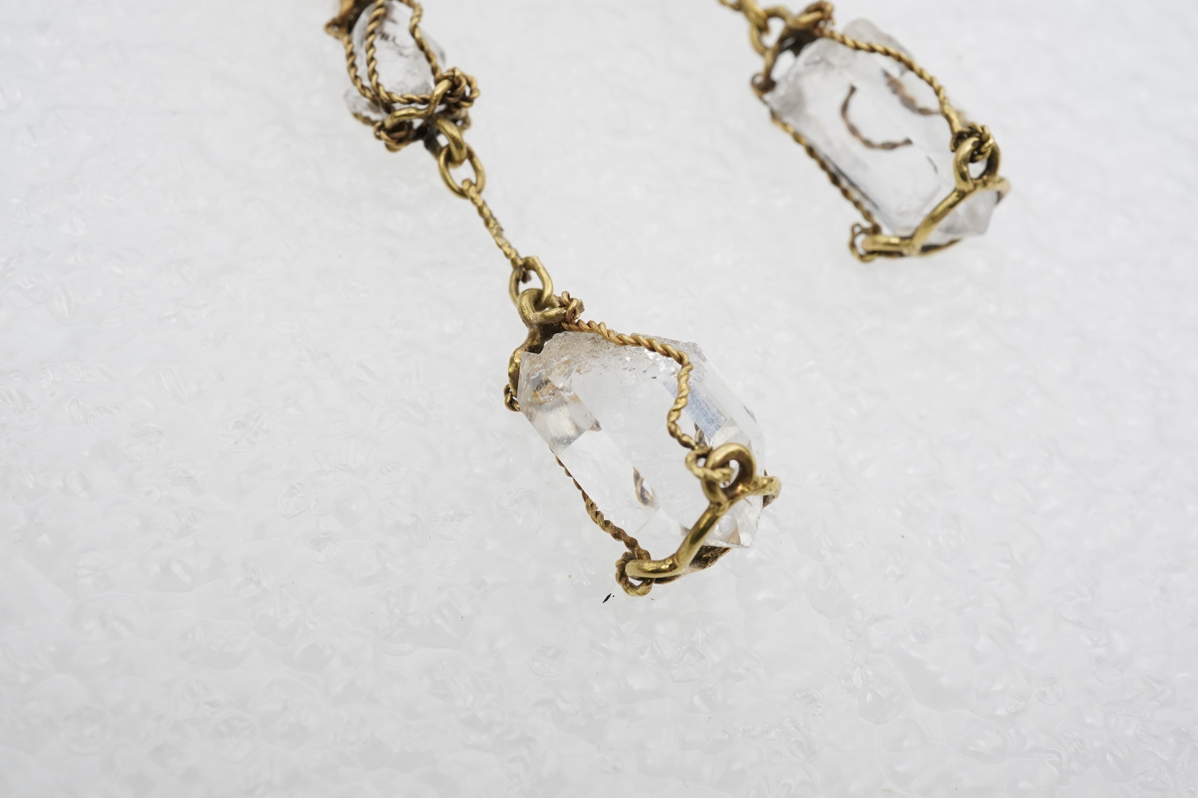 A pair of rock crystal earrings